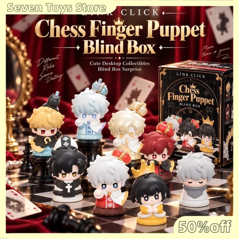 Link Click International Chess Finger Puppet Blind Box Anime Figure Desktop Ornament Collectible Display Model Adult Fans Gift
