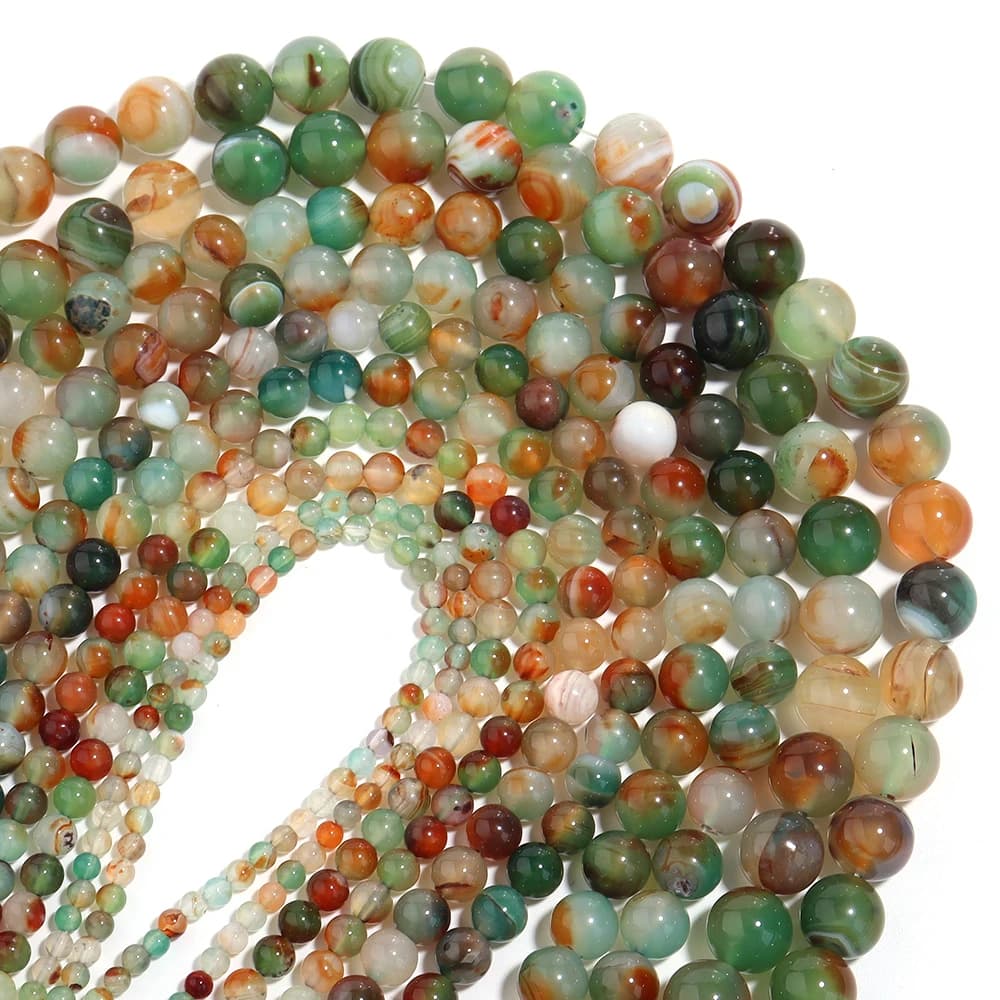 Perline di agata naturale piuma di pavone da 4, 6, 8, 10, 12 mm, perline rotonde sfuse distanziatrici per la creazione di gioielli fai da te, collane, bracciali e accessori.