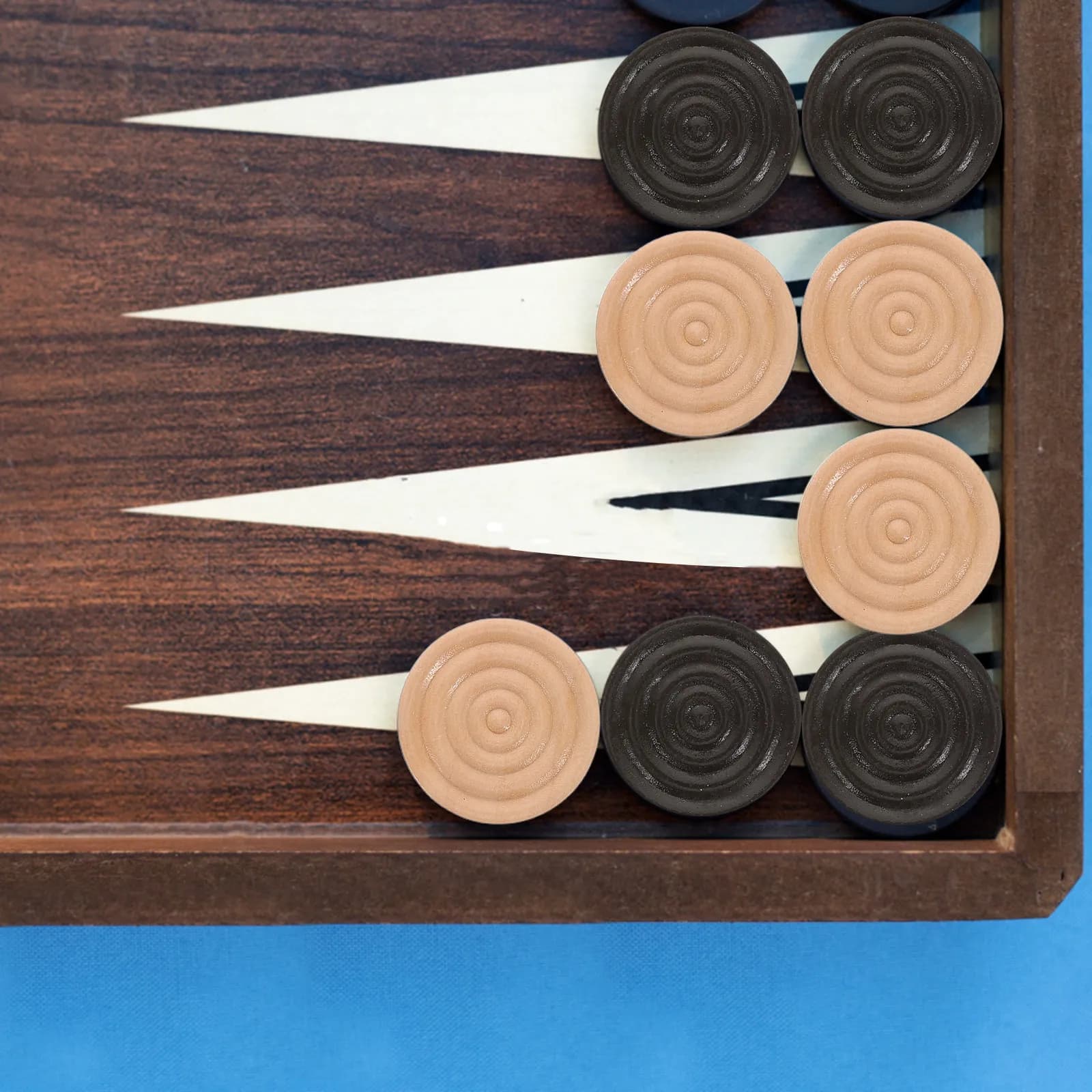 Set da Backgammon Professionale da 24 Pezzi in Legno Massello con Finitura Liscia e Presa Elegante