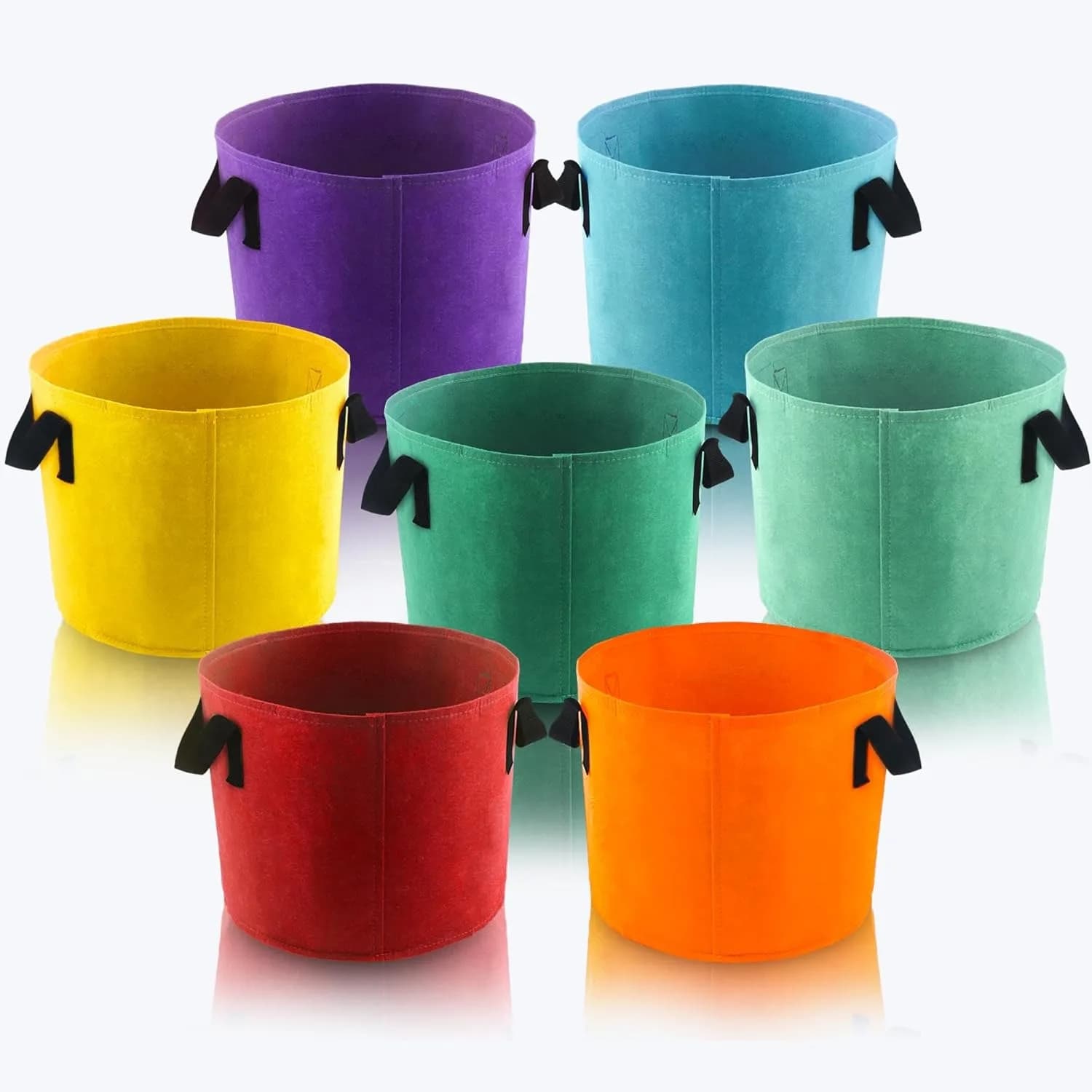 5 Gallon Fabric Grow Bags 7 Pack with Handles for Garden Outdoor Planting Colorful Plant Pots