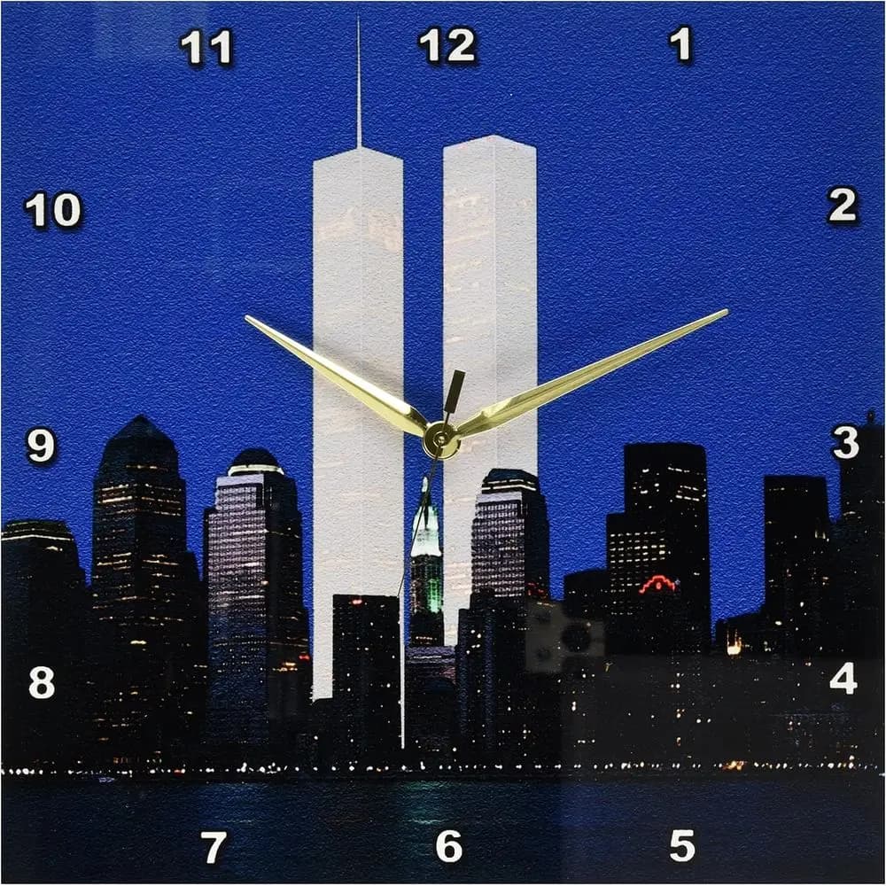 Skyline wall clock in New York 13x13 with double towers