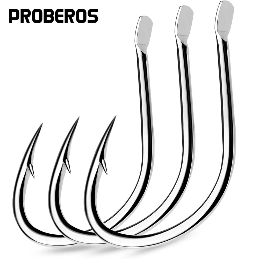 PROBEROS 10 pezzi di pesca in mare di grandi dimensioni con amo singolo con ami, dimensioni 1/0 # a 5/0 #