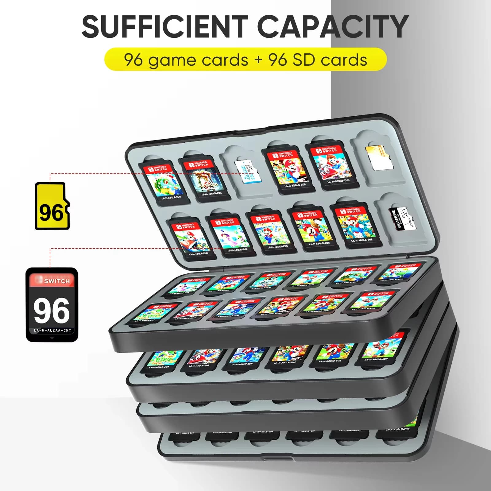 Custodia Protettiva 96-in-1 per Schede di Gioco Nintendo Switch OLED Lite - Scatola Porta Schede per Accessori Switch/Switch Lite