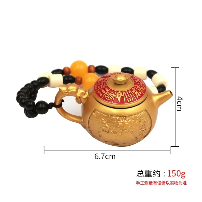 Relief Gold Toad And Pixiu Figurine, A Small Teapot That Can Be Rotated, A Handheld Ingot-Shaped Object, A Rotating Mahjong Tile