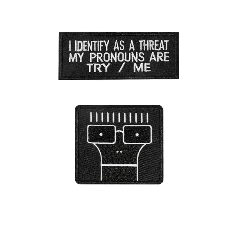 1 paio di lema ricamato patch morale punk ispiratore distintivo umoristico per abbigliamento giacca cappello da camionista cartone animato nero bianco regalo fai da te