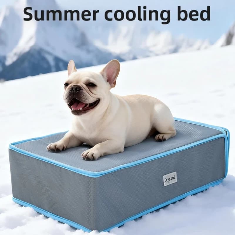 Cuccia rinfrescante estiva per cani di piccola taglia, bulldog francese, con rivestimento rimovibile e lavabile, include 5 impacchi di ghiaccio, tappetino rinfrescante per animali domestici