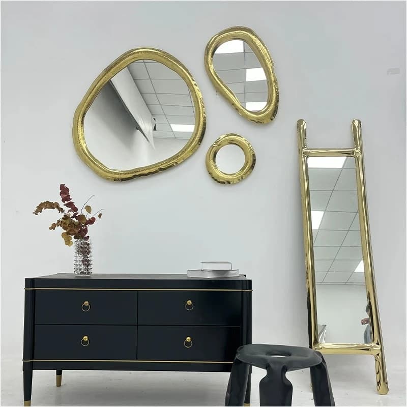 Stainless steel European ladder full body mirror bathroom household model room villa