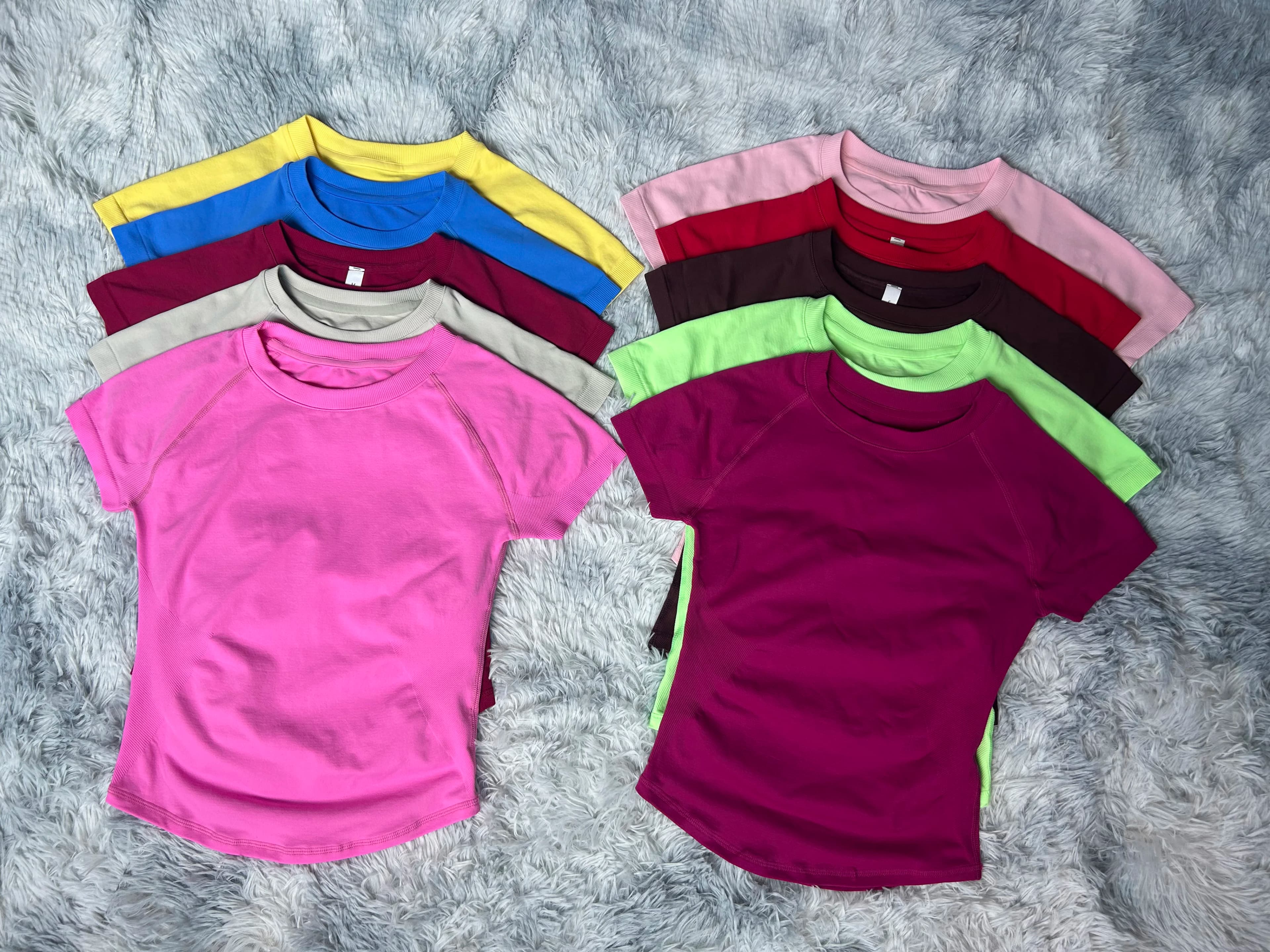 DFLOGO Top Sportivo a Maniche Corte Senza Cuciture, Abbigliamento Aderente da Yoga, T-shirt Sportiva da Corsa per Donna, Canotta Fitness