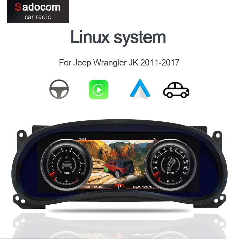 1920*720 10.25 "Cuscotto Strumento Auto Digital Cluster Virtual Cockpit Per Jeep Wrangler JK 2011-2017 QLED Tachimetro Dello Schermo