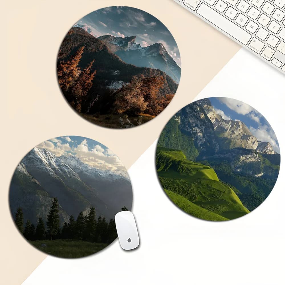 Mountain Forest 22x22cm Round Gaming Mouse Pad Gamer Desk Mats Keyboard Pad Mause Pad Office Desk Set Accessories Mouse Carpet