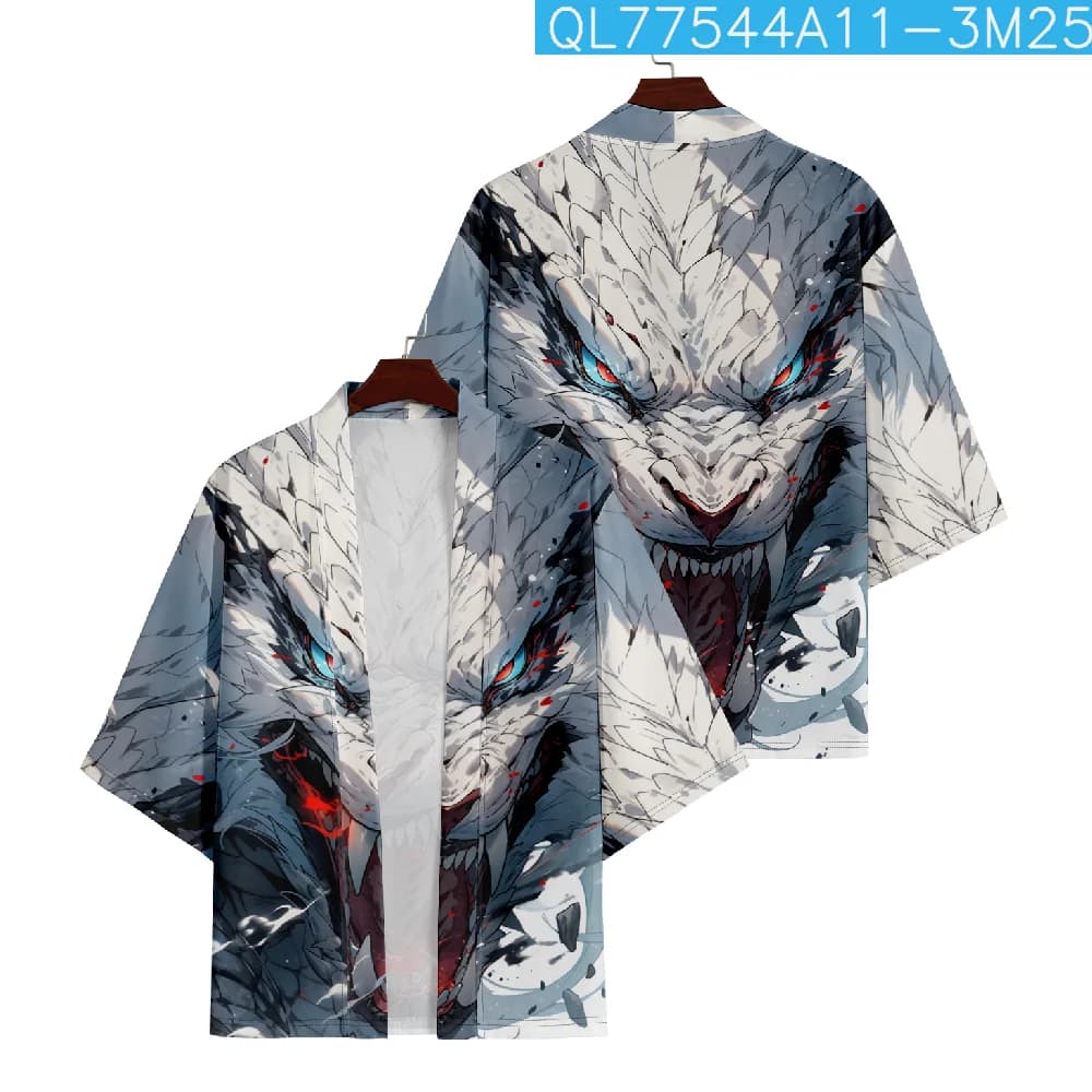 Moda Kimono Uomo Donna Cardigan giapponese Cosplay Haori Beach Yukata Stampa Harajuku Streetwear Abbigliamento Giacca