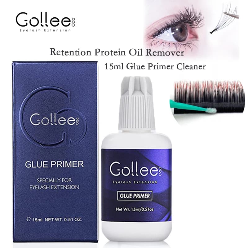 Gollee Primer per Ciglia 15ml, Detergente per Extension Ciglia, Agente Pulente Profondo per Proteine e Polvere, Primer Adesivo Professionale per Ciglia, Primer Pre-Makeup