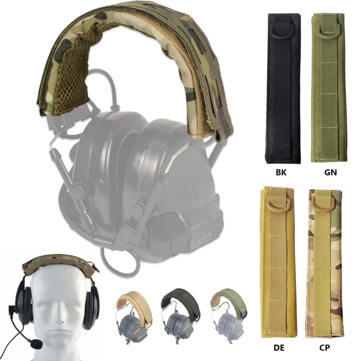 Custodia modulare per cuffie Molle Fascia per auricolari Custodia protettiva per microfono Paraorecchie da caccia Cinghia per supporto per cuffie