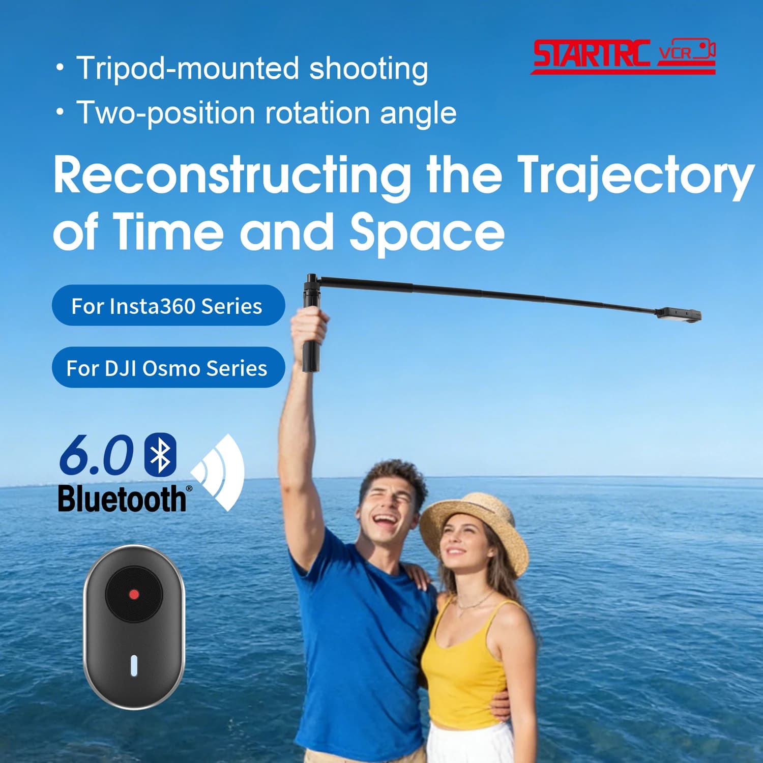 Treppiede Selfie Stick 3-in-1 Bullet Time per Insta360 X5 X4 Asta Invisibile 75 ° /90 ° Girevole con telecomando wireless per Vlog e viaggi