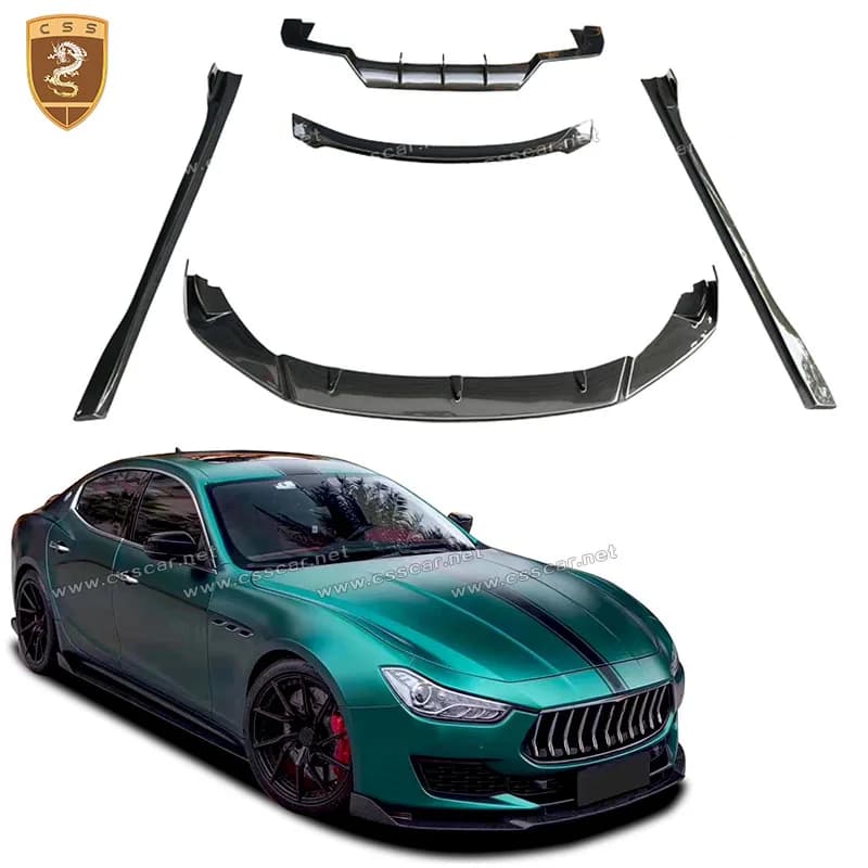 For Maserati Ghibli 2018-2020 CSS Style Carbon Fiber Front Bumper Spoiler Protector Plate Rear Lip Splitter Side Skirt Body Kit