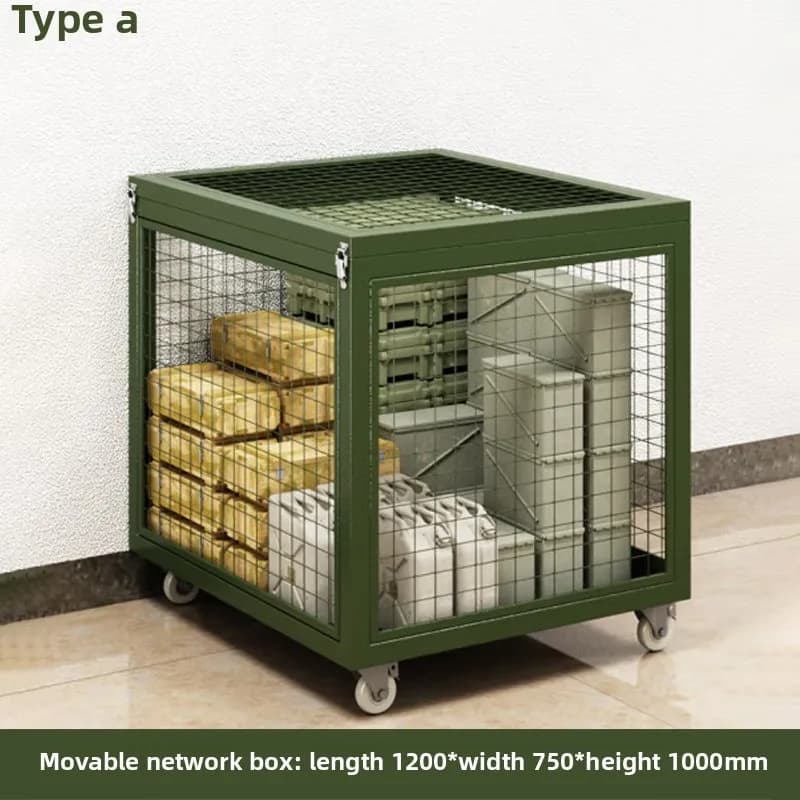 Military green mobile cage with wheel cage holders box for camping equipment equipment heavy pallet transfer basket