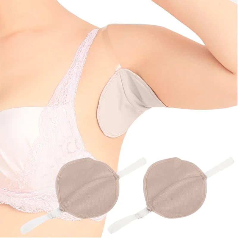 2 Pcs Reusable Fashion Women Underarm Sweat Shield Pad washable Armpit Sweat Absorbing Guards Shoulder Strap Skin Color / arrow