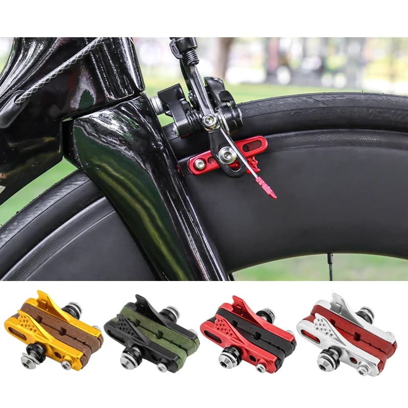 Pattini freno a C per bici da corsa in lega di alluminio + gomma, pastiglie freno a pinza per cerchi in fibra di carbonio per bici da corsa