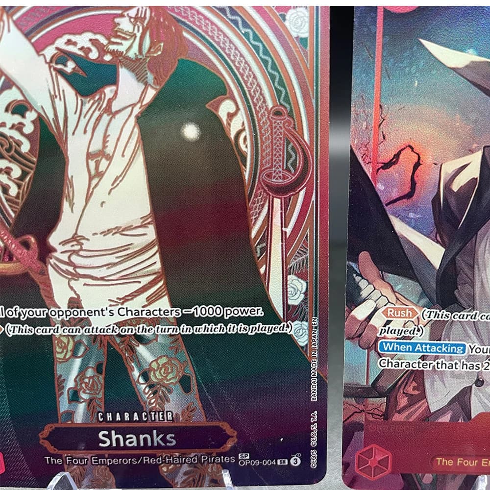 Carta da Collezione Anime Proxy OPCG OP01-120 Shanks Sp Silver Carrying On His Will Foil Inglese Op09-004 Sec Foil Card Regali per i Fan