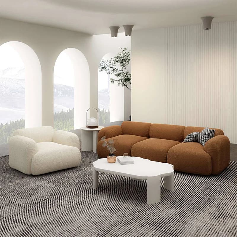Divano scandinavo per soggiorno, piccolo divano a due posti in tessuto, moderno e casual, a blocco, per appartamento o camera da letto
