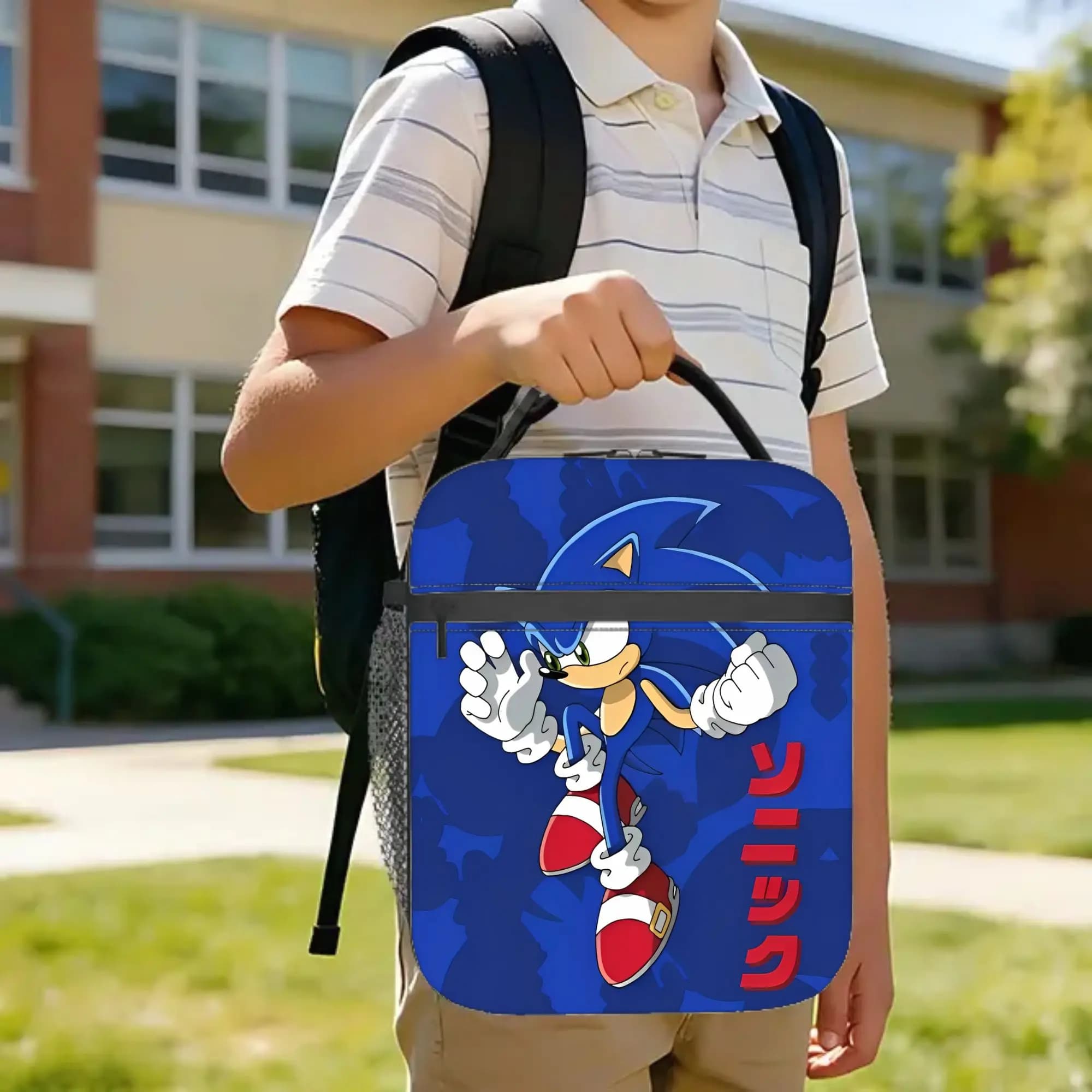 Games Soniced Insulated Lunch Bags Portable Cartoon Lunch Container Thermal Bag Tote Lunch Box Beach Picnic Food Storage Bags