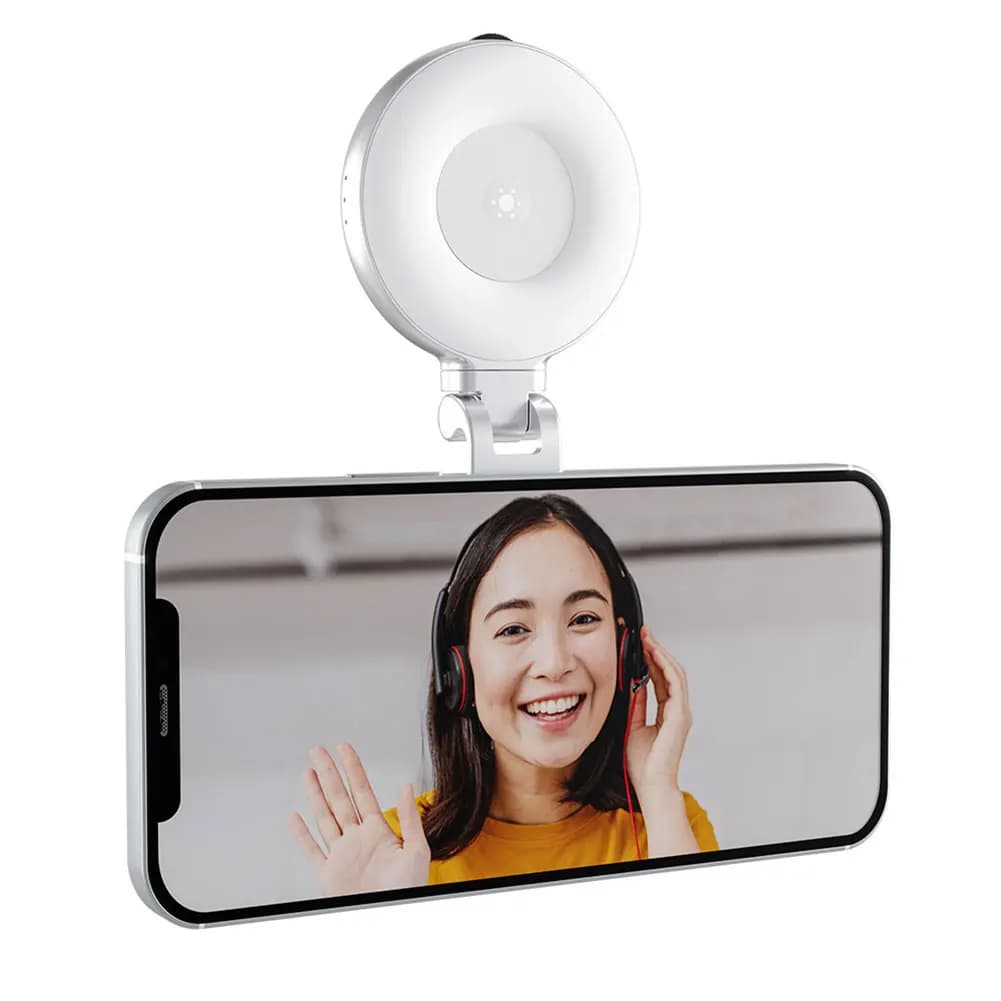3-in-1 Phone Light with Mirror Portable Phone Ring Light Travel LED Cell Phone Light for Selfies/Photography/Video Conference