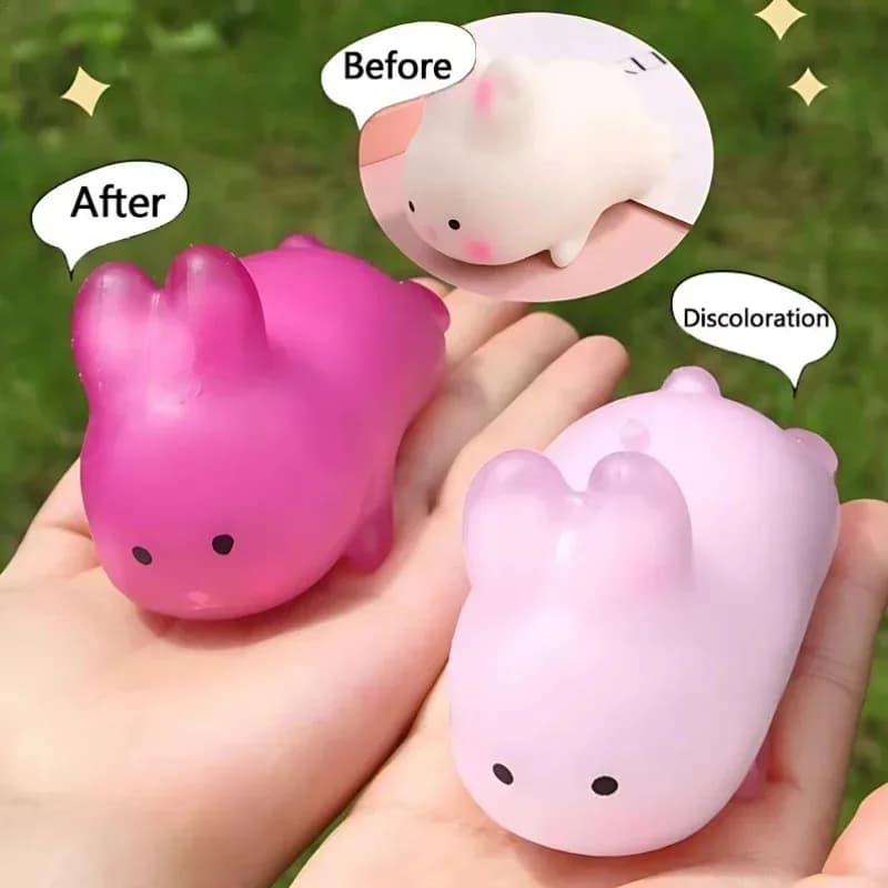 1 Pezzo Giocattolo Squishy a Forma di Coniglio che Cambia Colore, Antistress a Lenta Risposta per Bambini e Adulti