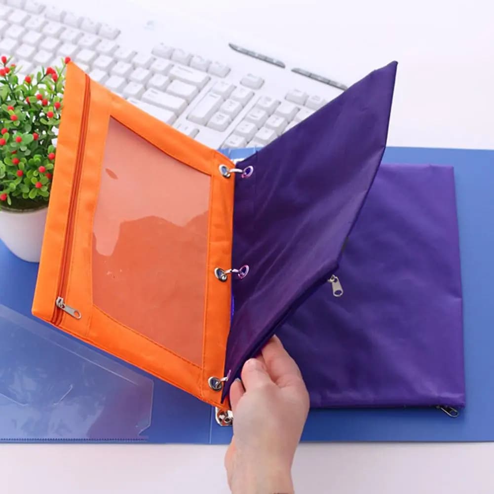 Raccoglitore con cerniera Astuccio per matite Astuccio per penne Cancelleria Porta file B5 multicolore in PVC con 3 anelli Astuccio per cartelle Pacchetto di file
