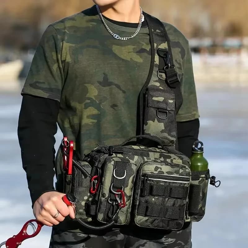 Borsa a tracolla tattica da esterno per campeggio, arrampicata, pesca, trekking, ciclismo, caccia, marsupio porta attrezzi