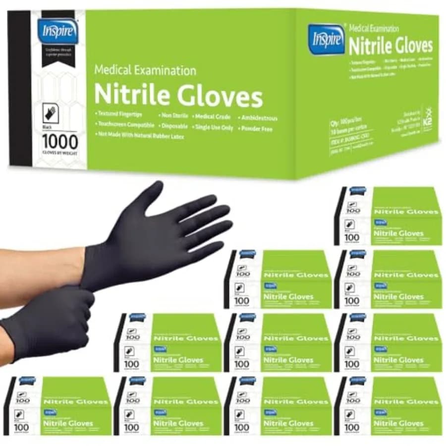 Inspire Black Gloves THE ORIGINAL Quality Black Gloves Disposable Latex Free 4.5 Cooking