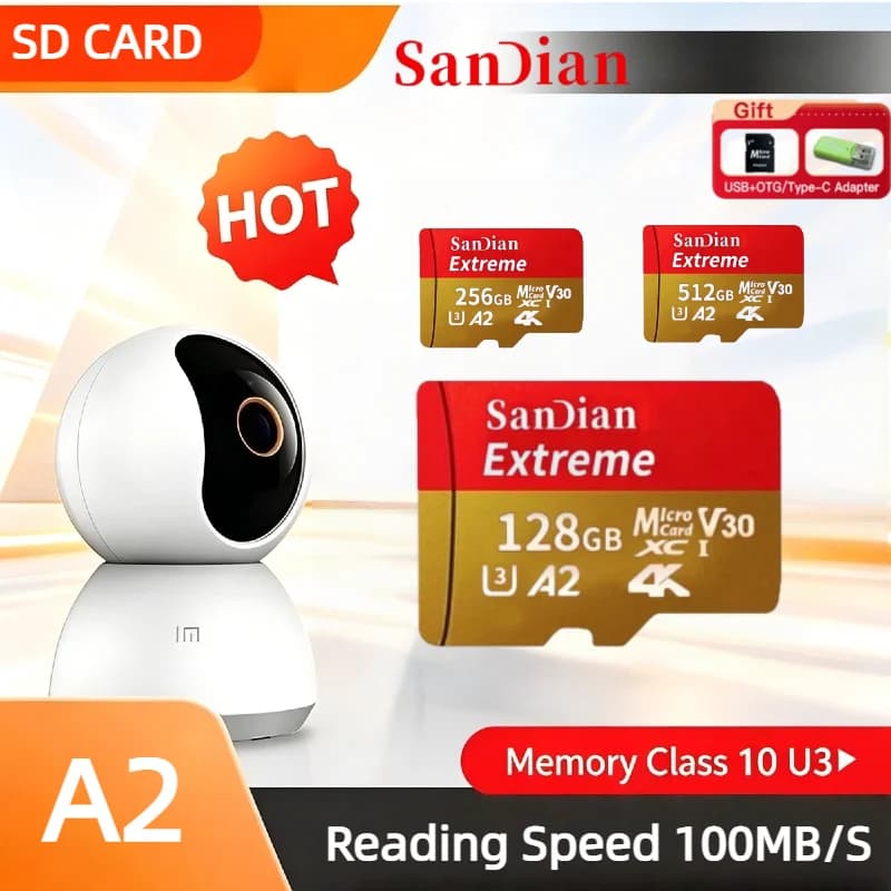 High Quality SD Memory Card 128GB Class 10 TF Card 256GB U3 A2 Micro Flash SD Memory Card 4K for Phone PC Camera Gift Adapter
