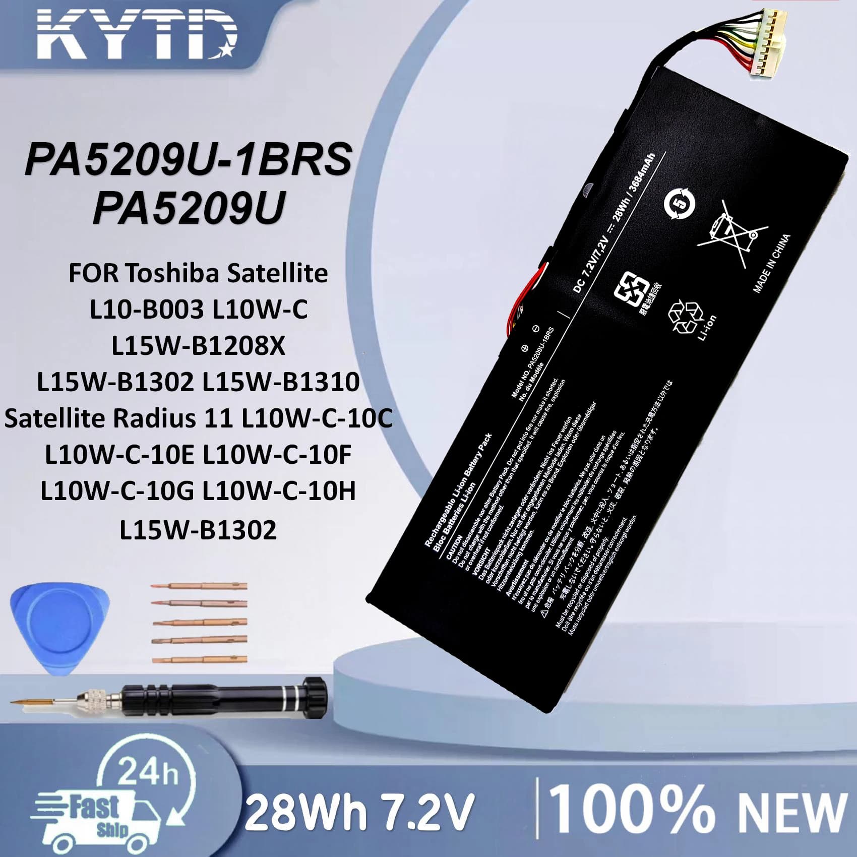 Batteria per Laptop KYTD PA5209U-1BRS 7.2V 28Wh per Toshiba Satellite Radius 11 L15W-B1302 L10W