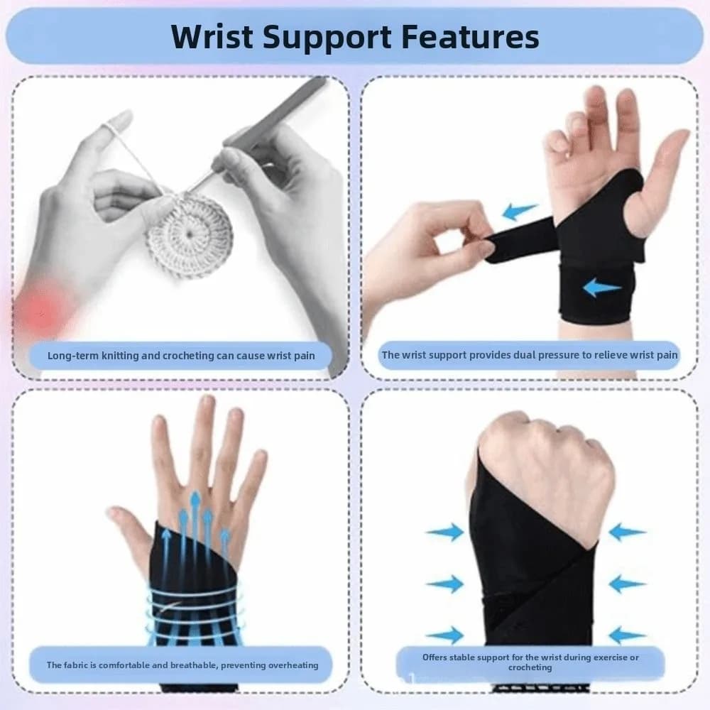 Ergonomic Design Crochet Glove Sets Adjustable Breathable Wrist Guard for Crochet Comfortable Elastic Gym Sports Wristband