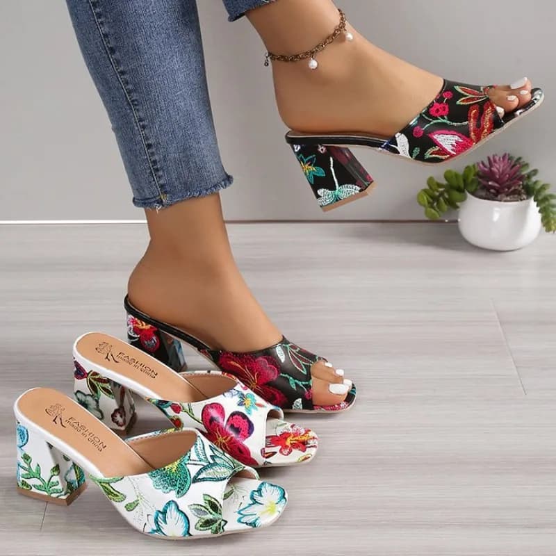 Nuove Scarpe Estive da Donna, Sandali con Tacco Alto e Stampa Raffinata, Moda Casual, Scarpe Firmate, Sandalias Mujer