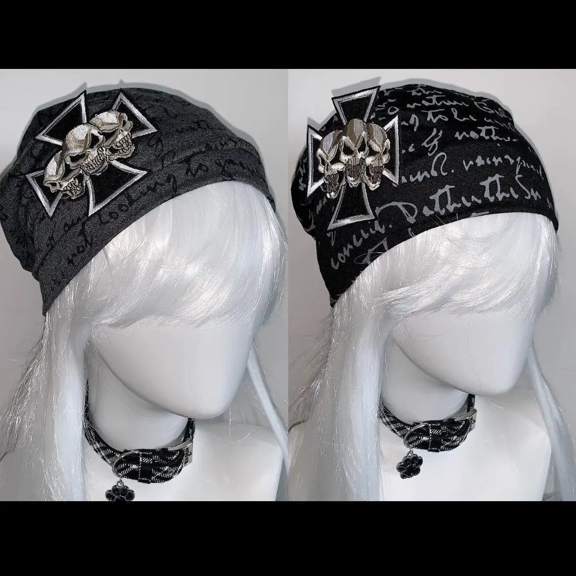 Subculture Style Hat Cross Skull Letter Print Women Casual Caps American 2000s Retro Aesthetics Autumn Gothic Beanies