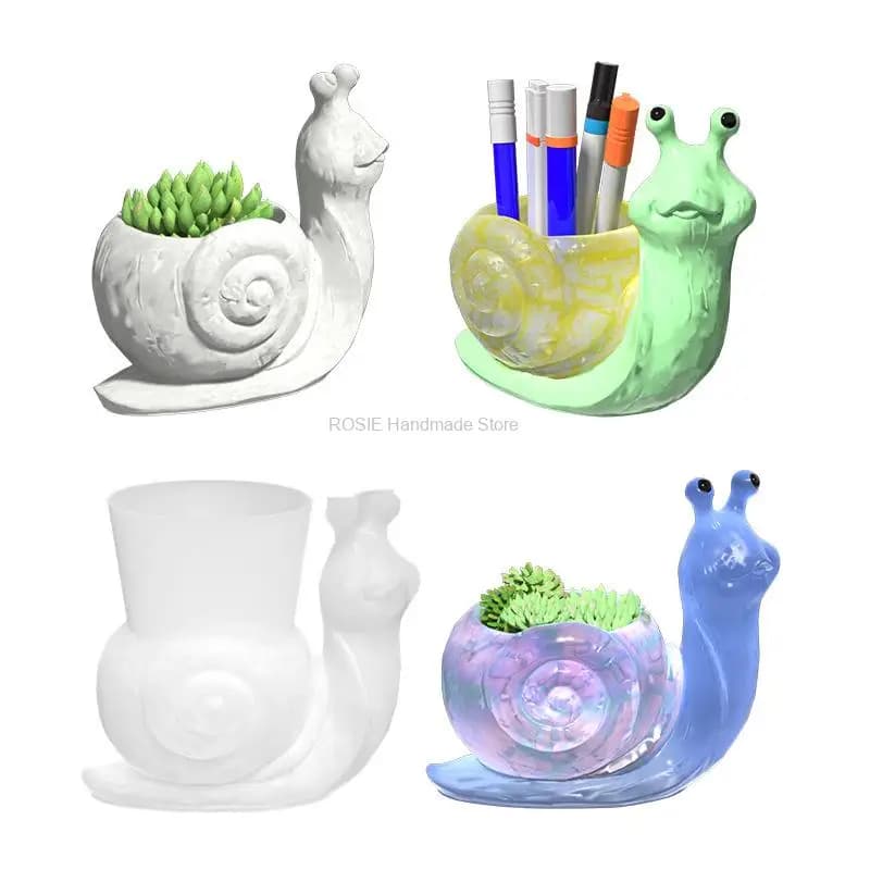 Snail Flower Pot Silicone Mold for DIY Concrete Mold Mirror Crystal Epoxy Clay Mold Home Decoration for Resin Clay Molds