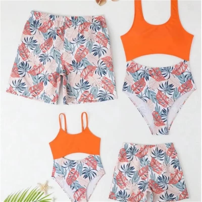Costumi da Bagno per Vacanze in Famiglia, Set Coordinati Madre Figlia, Completi da Spiaggia 2 Pezzi, Pantaloncini da Bagno Padre Figlio, Set di Abbigliamento Marino per Famiglia