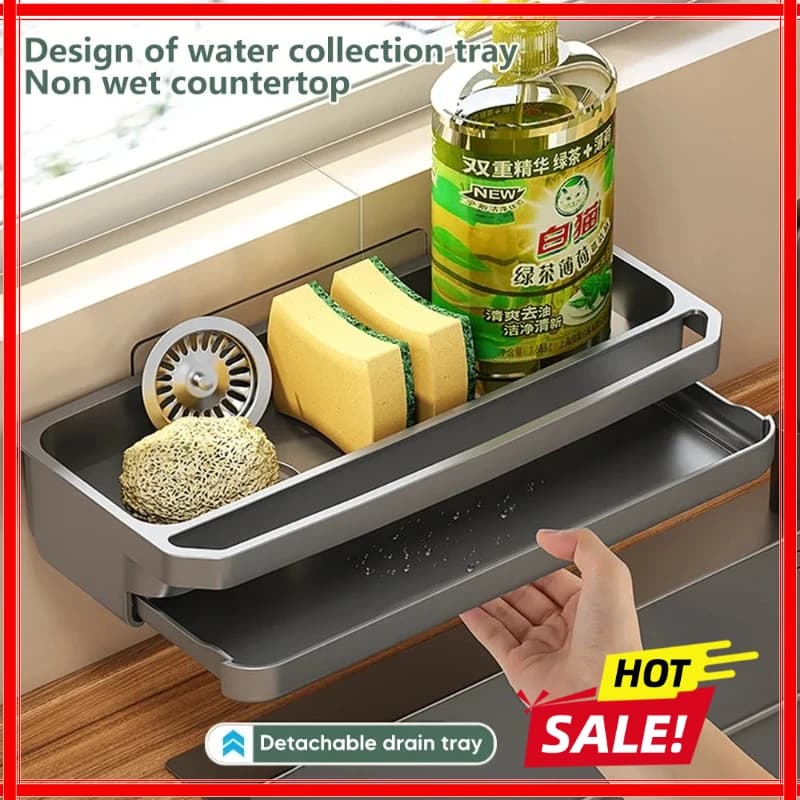 Organizzatore per Lavello da Cucina con Scolapiatti, Porta Spugne, Porta Strofinacci, Porta Sapone e Porta Accessori per Rubinetto
