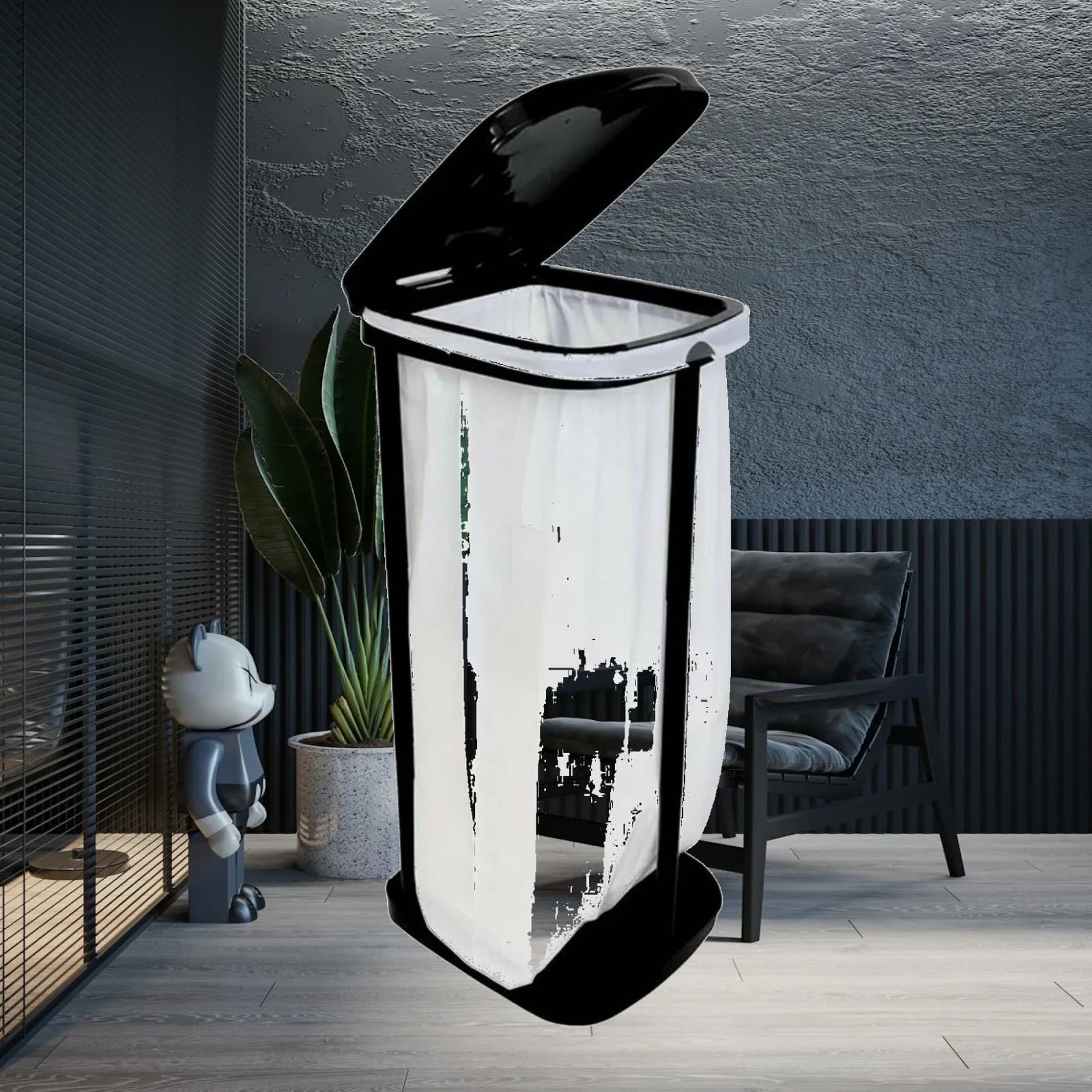 Folding Outdoor Trash Can with Lid Portable Camping Garbage Bin Adjustable Height Plastic Waste Container for Car RV Picnic