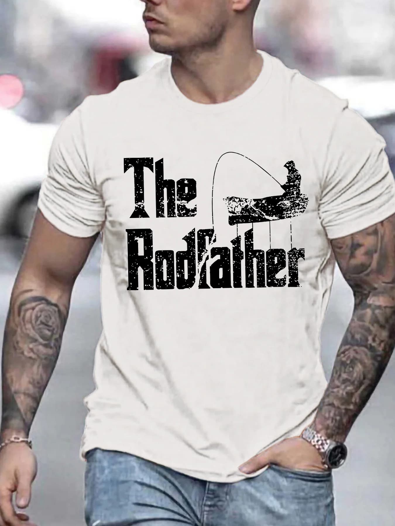 Nuova maglietta casual a tema pesca girocollo con stampa per uomo - Maglietta girocollo da uomo estiva per top streetwear unisex da uomo