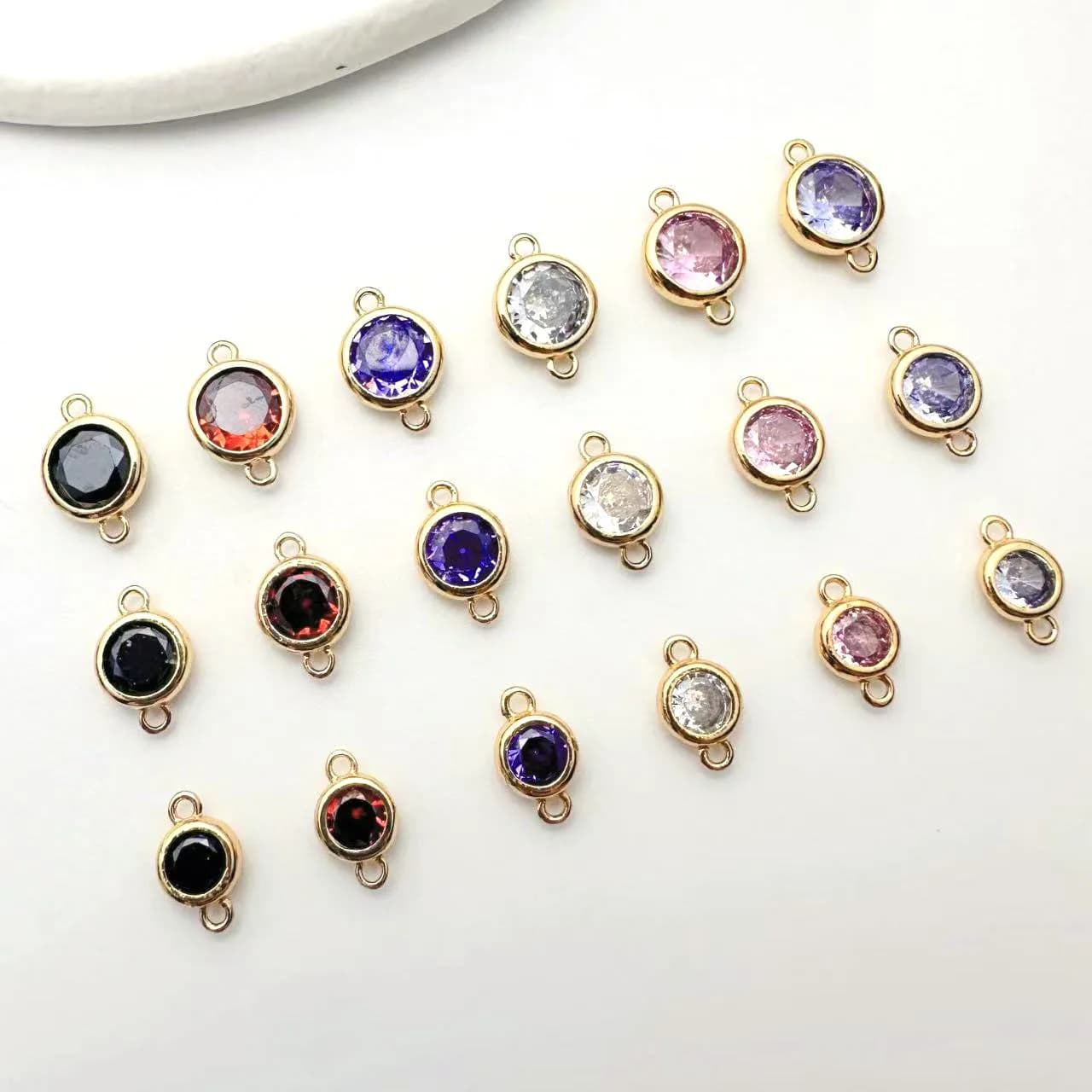 Accessorio per orecchini, bracciale, collana fai da te, connettore circolare a doppia sezione sospesa in rame placcato oro da 50 pezzi