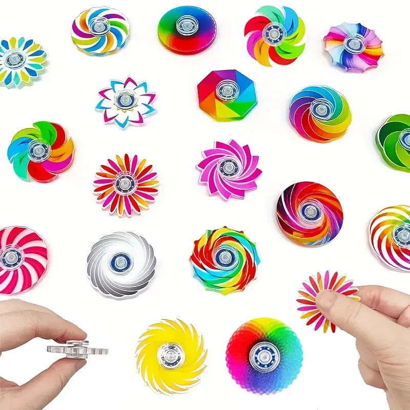12/24pcs Rainbow Fidget Spinner DIY Finger Spinner Anti Anxiety Stress Relief Toy for Kids Adults