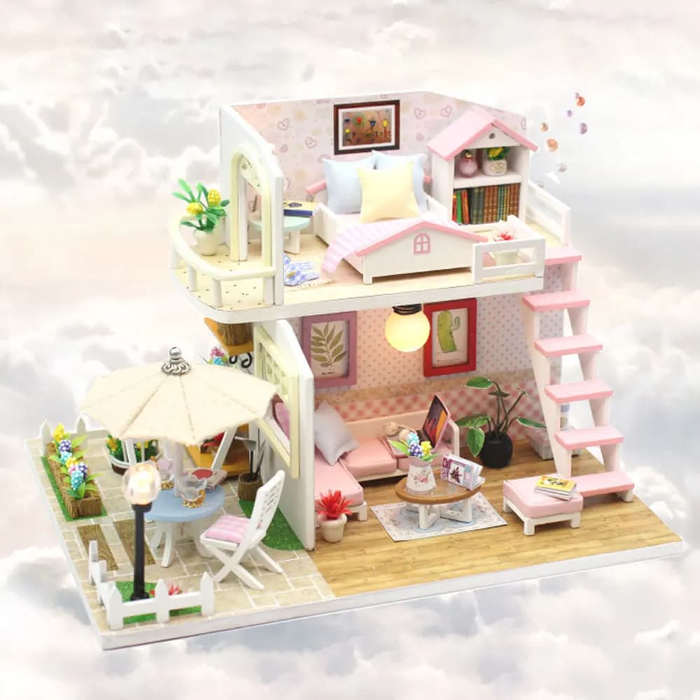 Fai da te in legno fatto a mano Mini Villa Modello di assemblaggio regalo creativo Puzzle 3D Giocattolo per bambini Casa Building Block Ornamenti da tavolo HG376