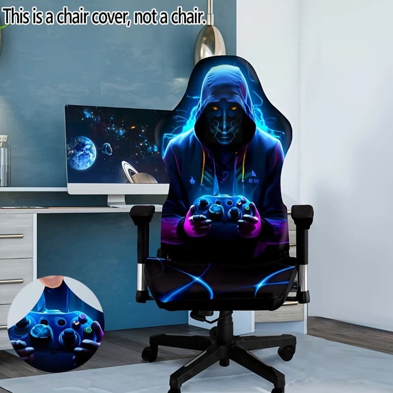 Copertura per Sedia da Gaming con Stampa Teschio, Set Elastico con Copri Braccioli/Copri Schienale/Copri Seduta, Decorazione per Casa e Ufficio