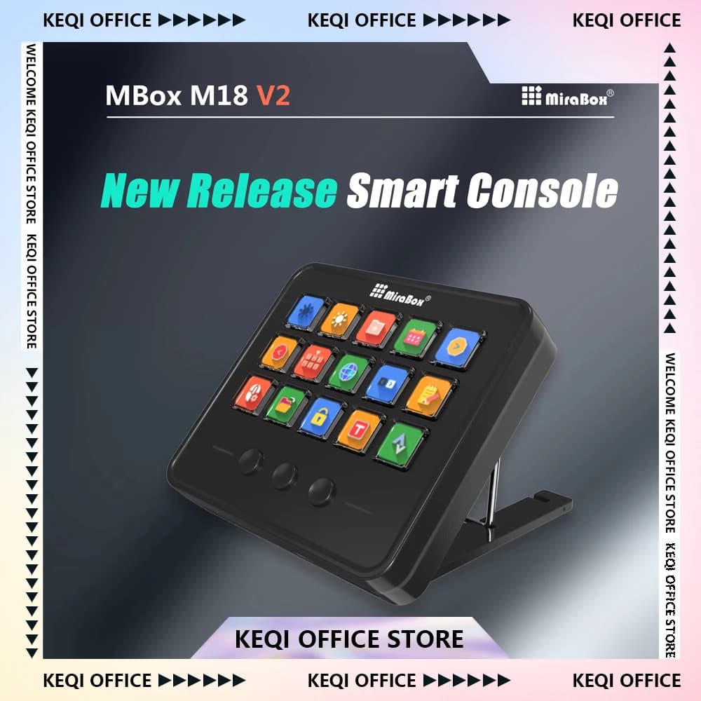 Mirabox M18 Stream Deck Tastiera 18 tasti Supporto per console visivo regolabile Pulsante macro fai da te Tastiera touch desktop Regali per PC personalizzati
