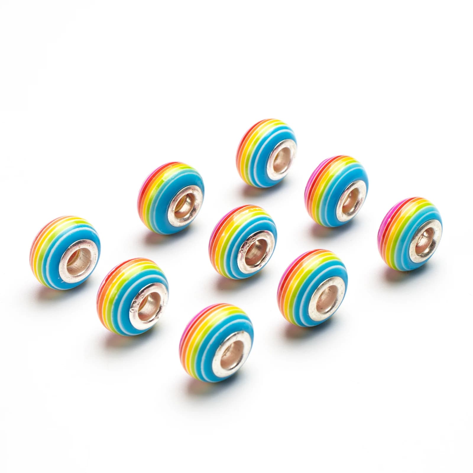5 pz Perline Artigianali Europee con Foro Grande, Perline Distanziatrici Lampwork per Creazione Gioielli Fai da Te (Collane, Bracciali)