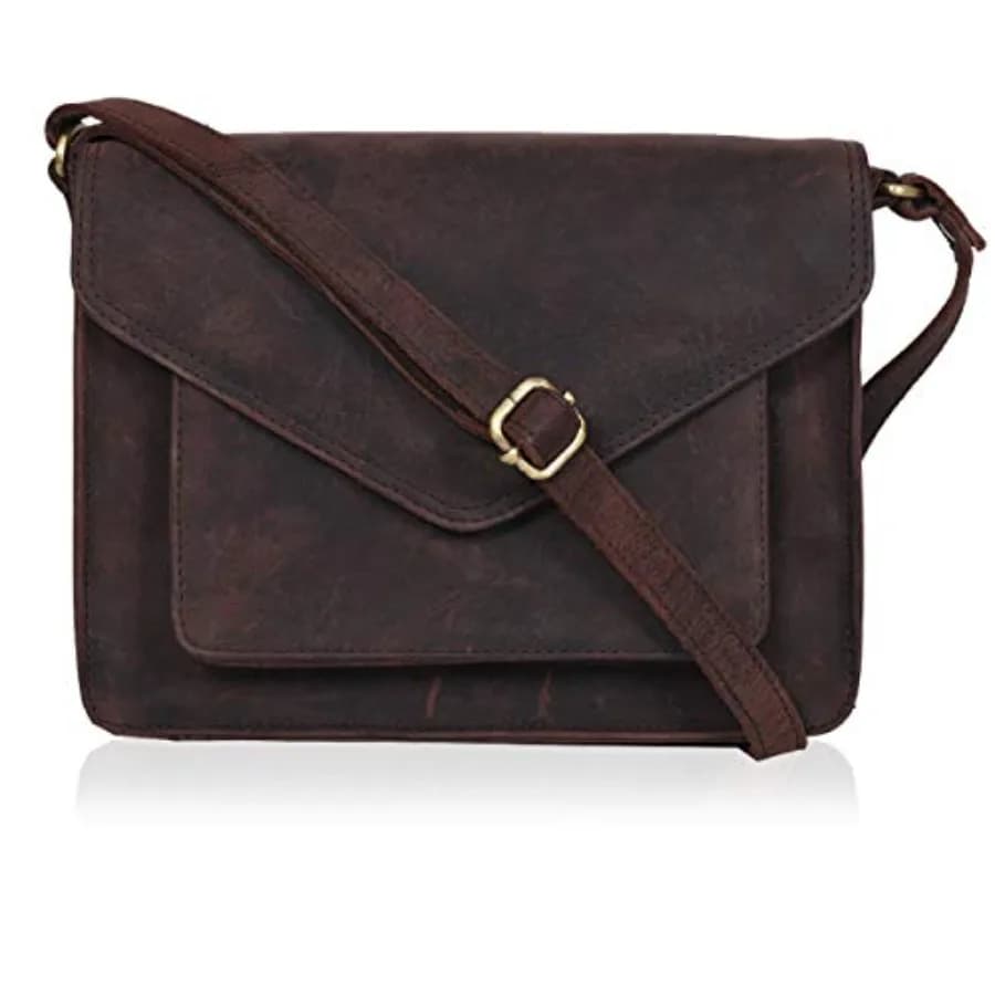 Borsa a Tracolla in Pelle con Patta e Chiusura a Scatto per Donna, con Tracolla Regolabile, Stile Tote/Borsa