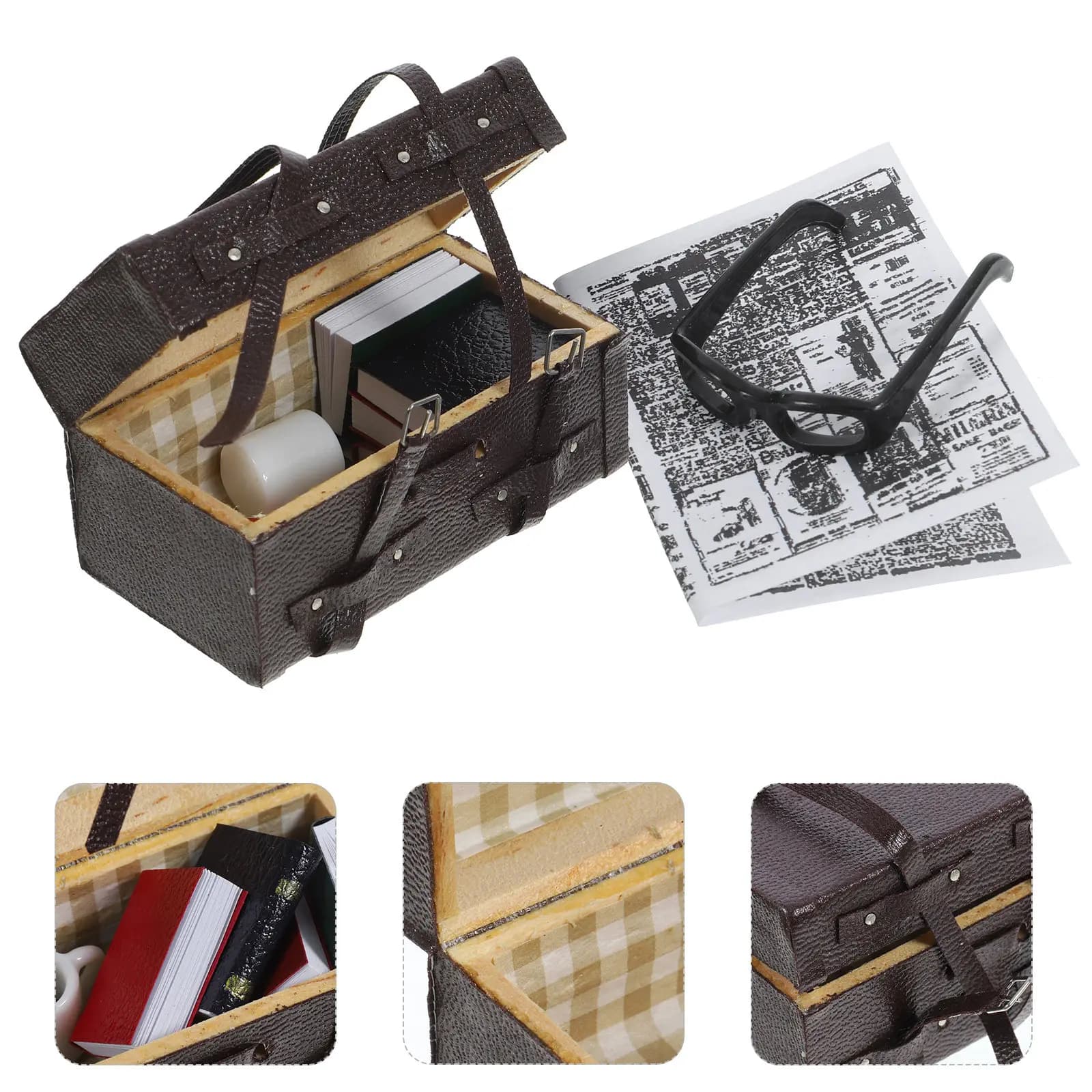Set di Valigie in Miniatura in Legno, Bagagli Realistici per Casa delle Bambole, Decorazione per Micro Scene, Ornamento per Mini Stanze