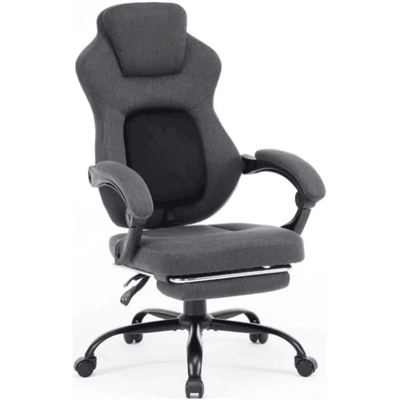 Sedia da Gaming Girevole Reclinabile Grigia con Imbottitura in Schiuma Confortevole per il Gaming