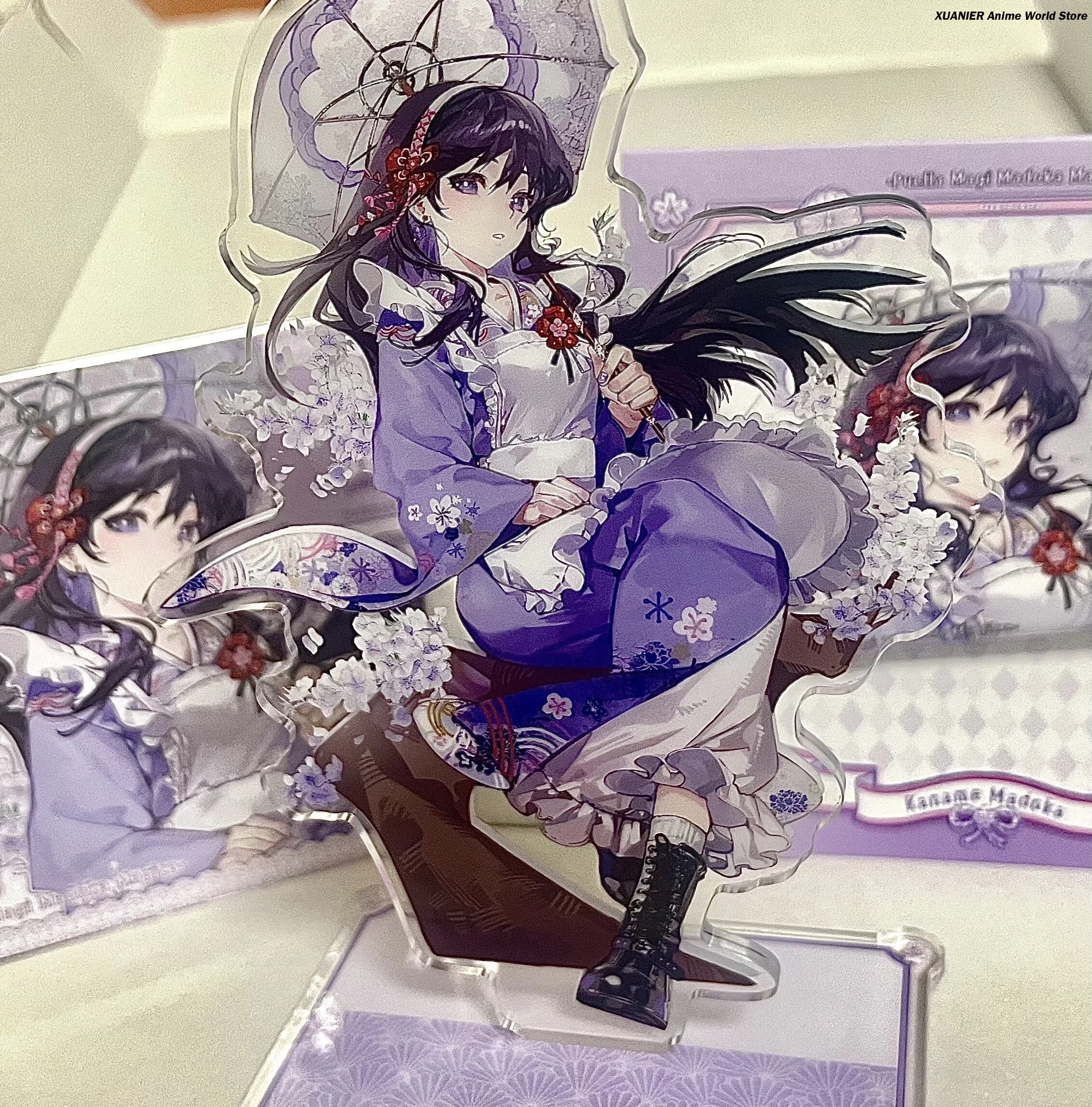 Akemi Homura Theme Acrylic Stand Figure Model Desktop Decor Anime Square Card Cartoon Badge Brooch Pins